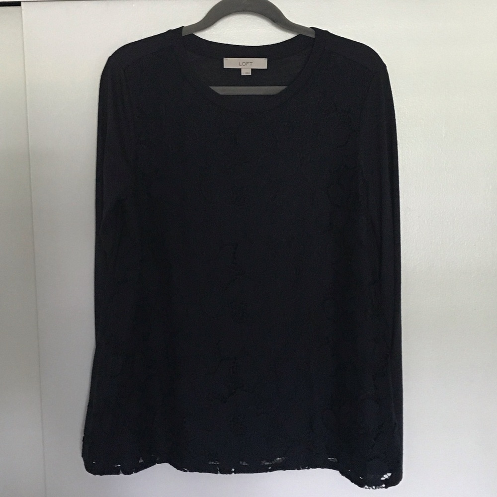 LOFT Midnight Lace Long Sleeve Tee